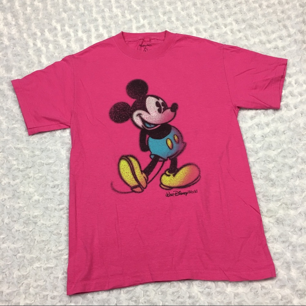 Disney World Hot Pink Womens Tshirt w Mickey Mouse